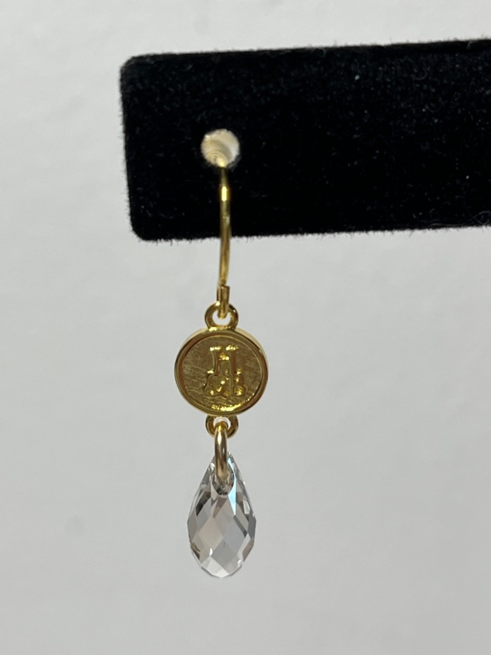 New Hillberg & Berk Gold Plated 925 Teardrop Swarovski Crystal Dangle Earrings